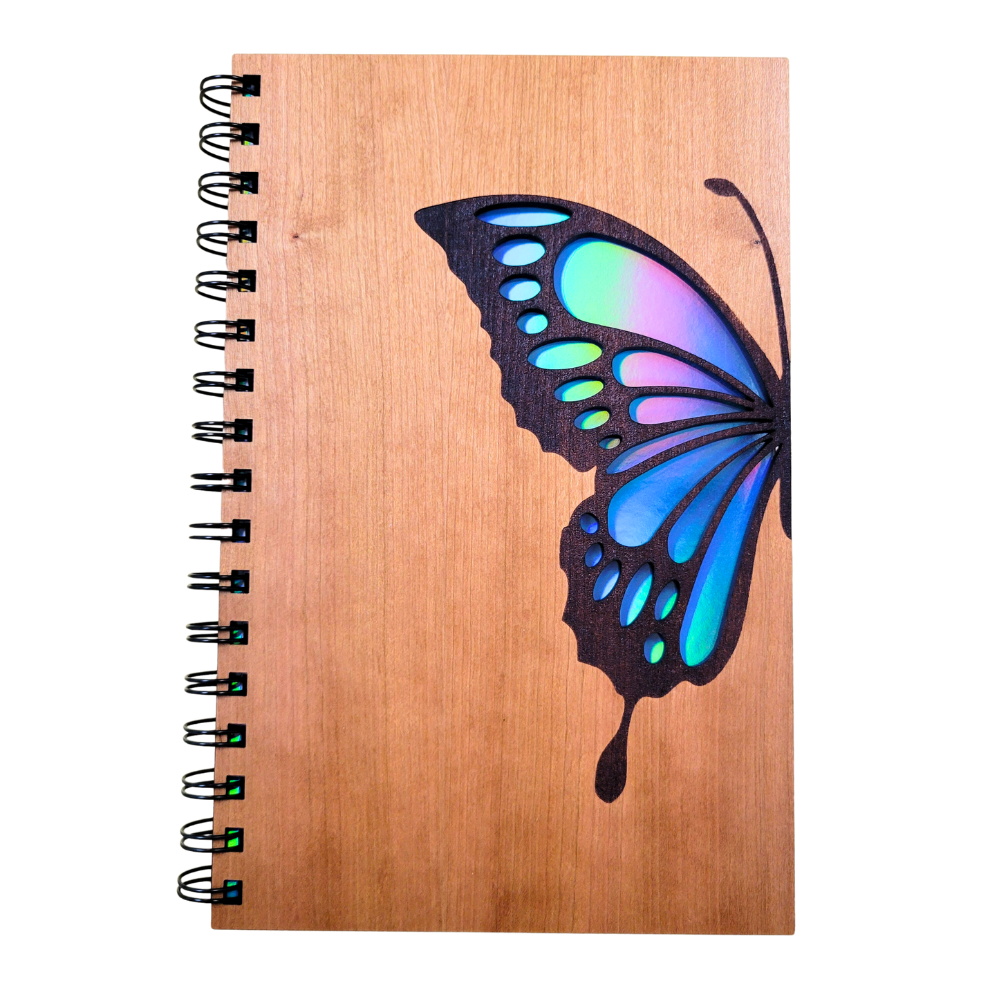 Blue Butterfly Wood Journal - Stationery, Journals, Notebook: Blank Paper