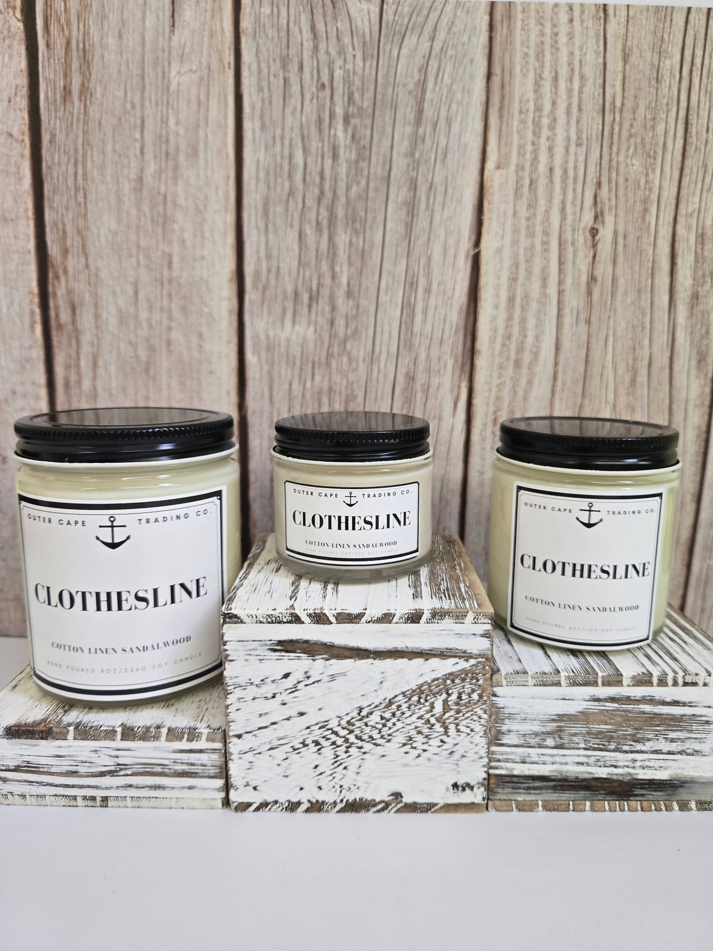 Clothesline Soy Wax Crackling Wooden Wick Candle bulk wholesale: 8oz