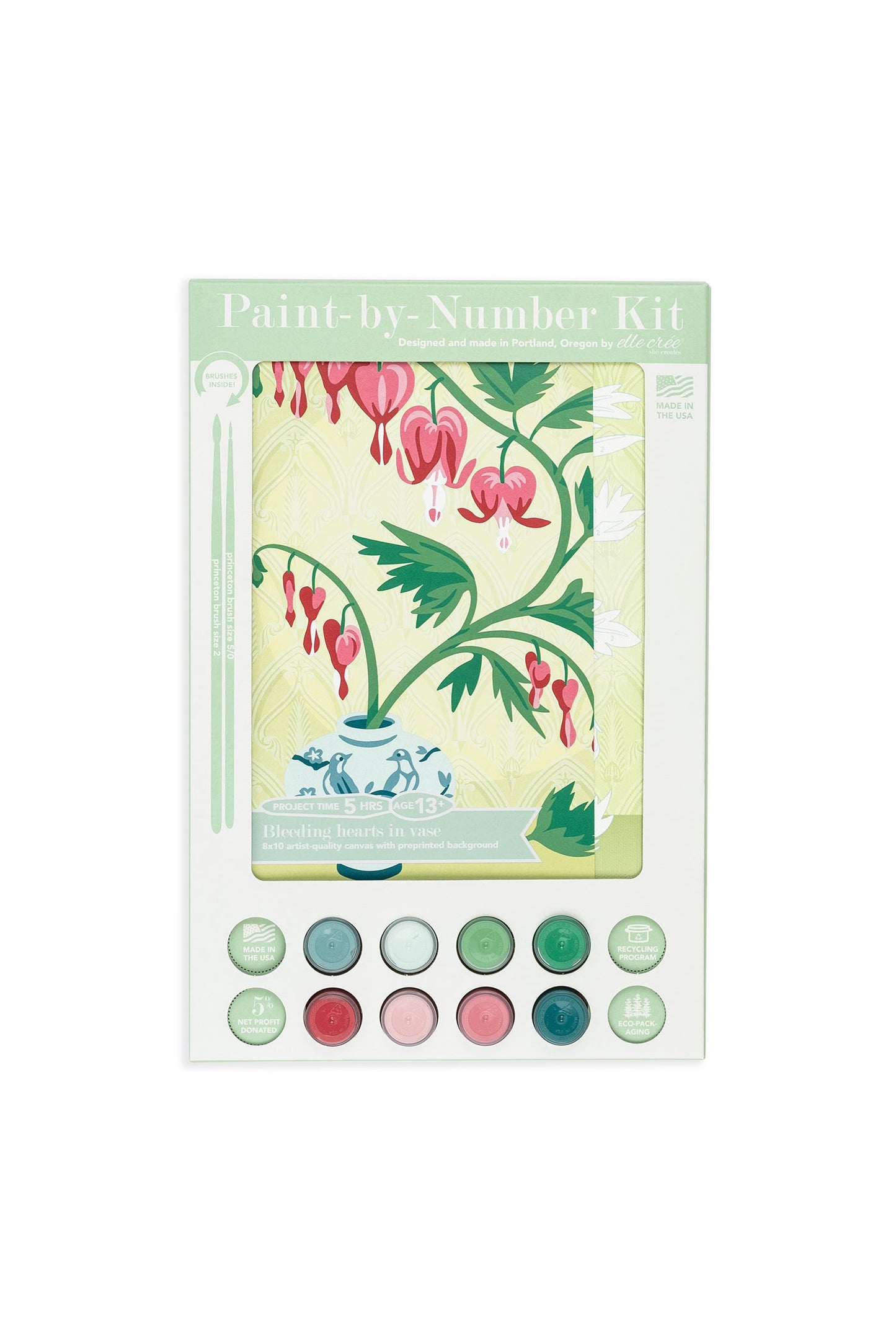 Bleeding Hearts in Vase | 8x10 paint-by-number kit