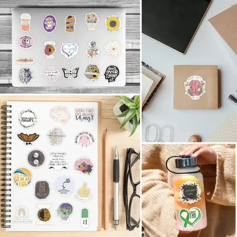 Mental Health Awareness stickers, Decals, Waterproof: 50 Stickers