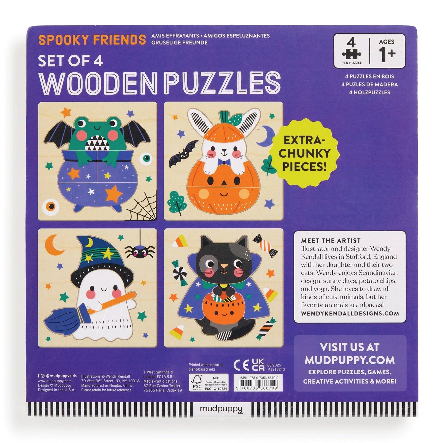 Spooky Friends Set of 4 Wood Puzzles