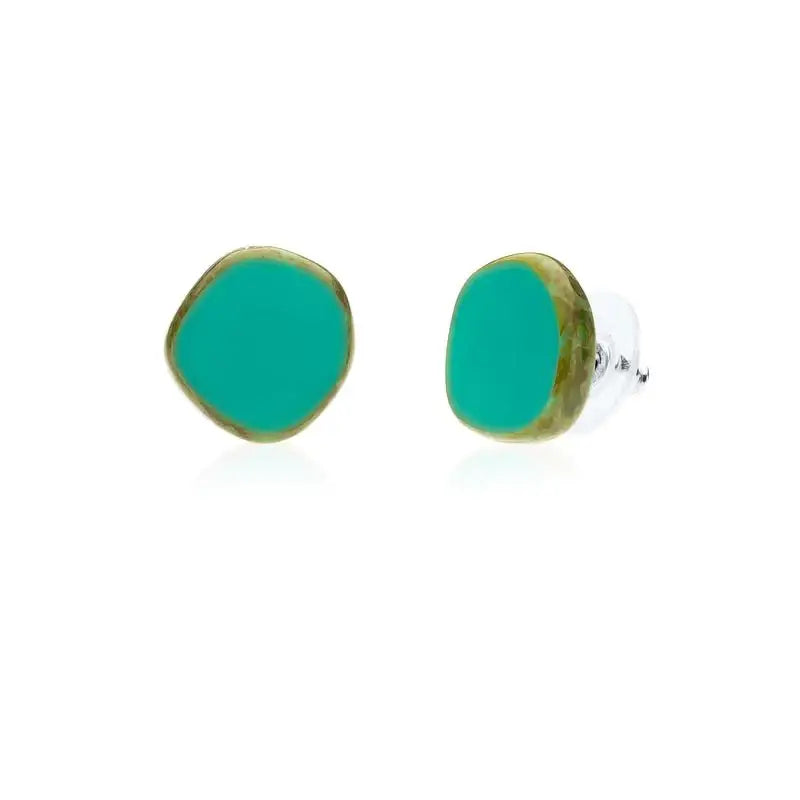 Turquoise Small Circle Glass Beaded Studs