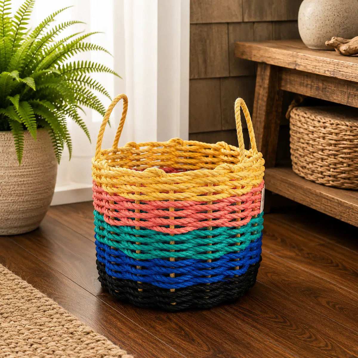 Authentic Maine Lobster Rope Storage Basket, Sunset inspired