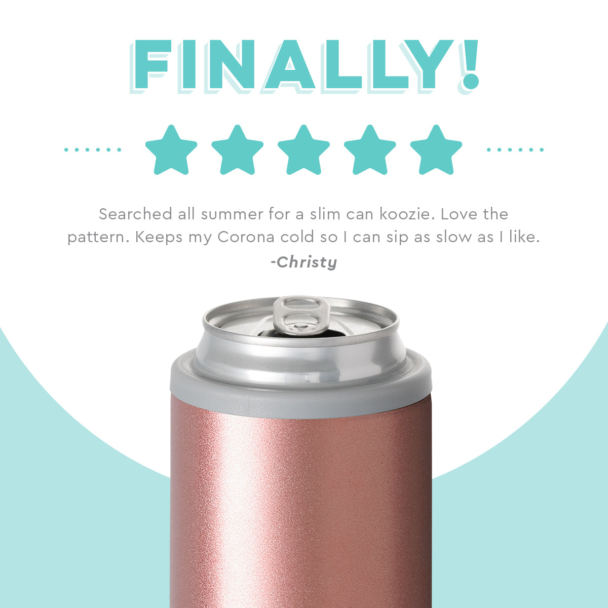 Shimmer Rose Gold Skinny Can Cooler (12oz)