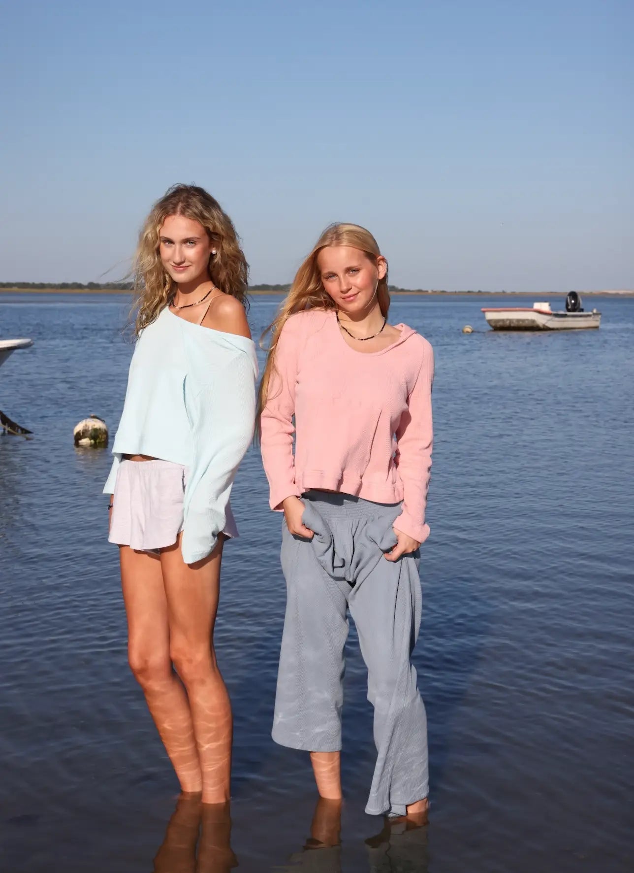 Powder Blue Waffle Hoodie – 100% Cotton Coastal Essential