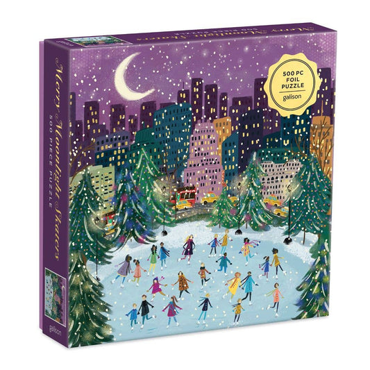 Merry Moonlight Skaters 500 Piece Foil Puzzle