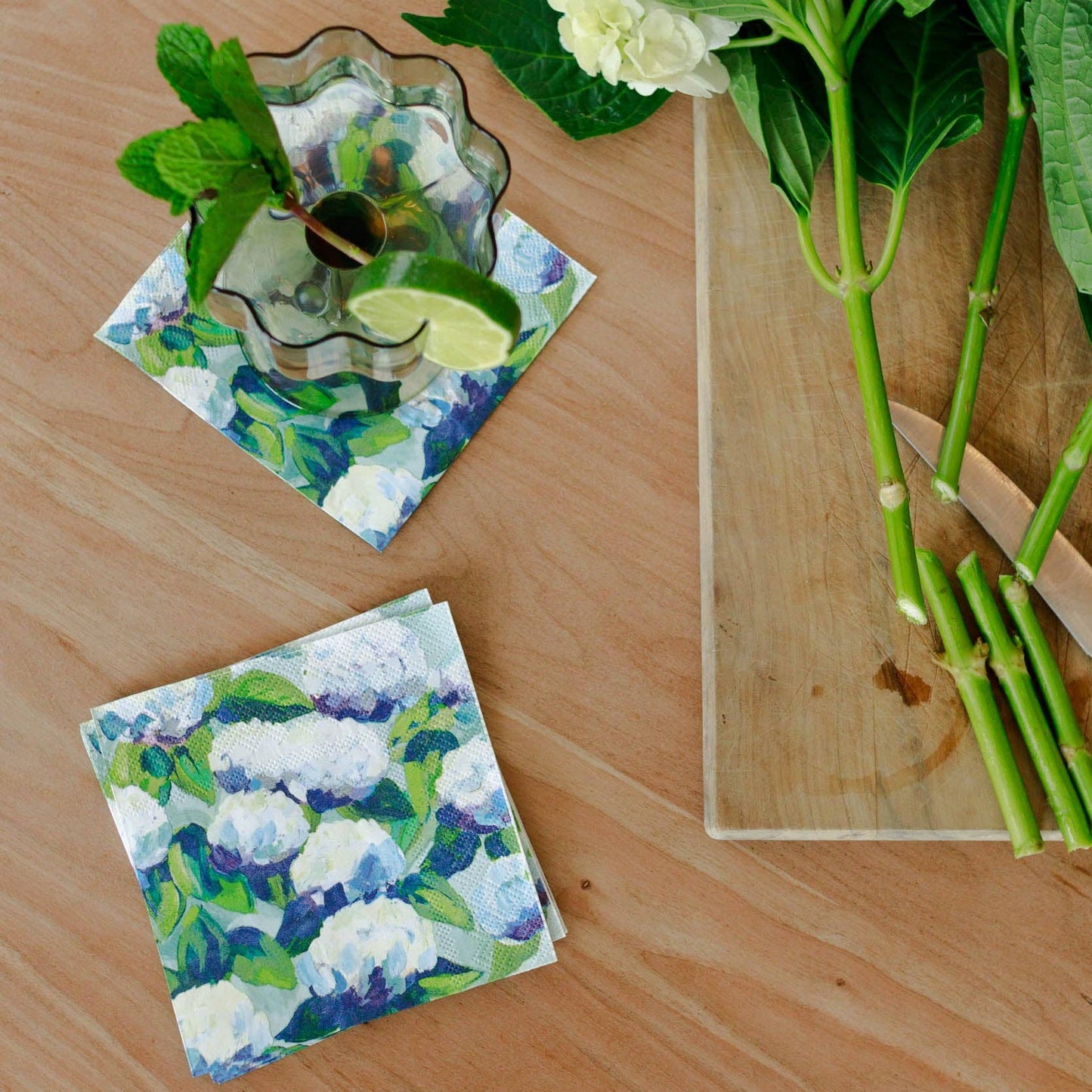 Cocktail Napkins (Set of 20) - Hydrangea