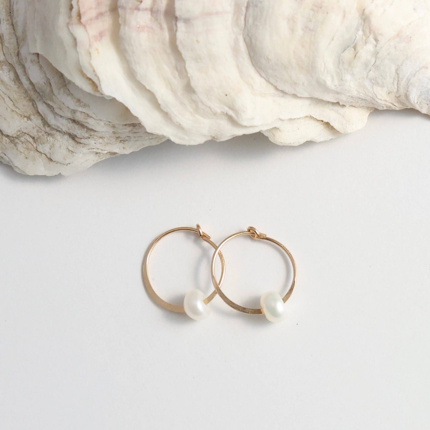 Self Love Pearl Hoops: Gold Filled