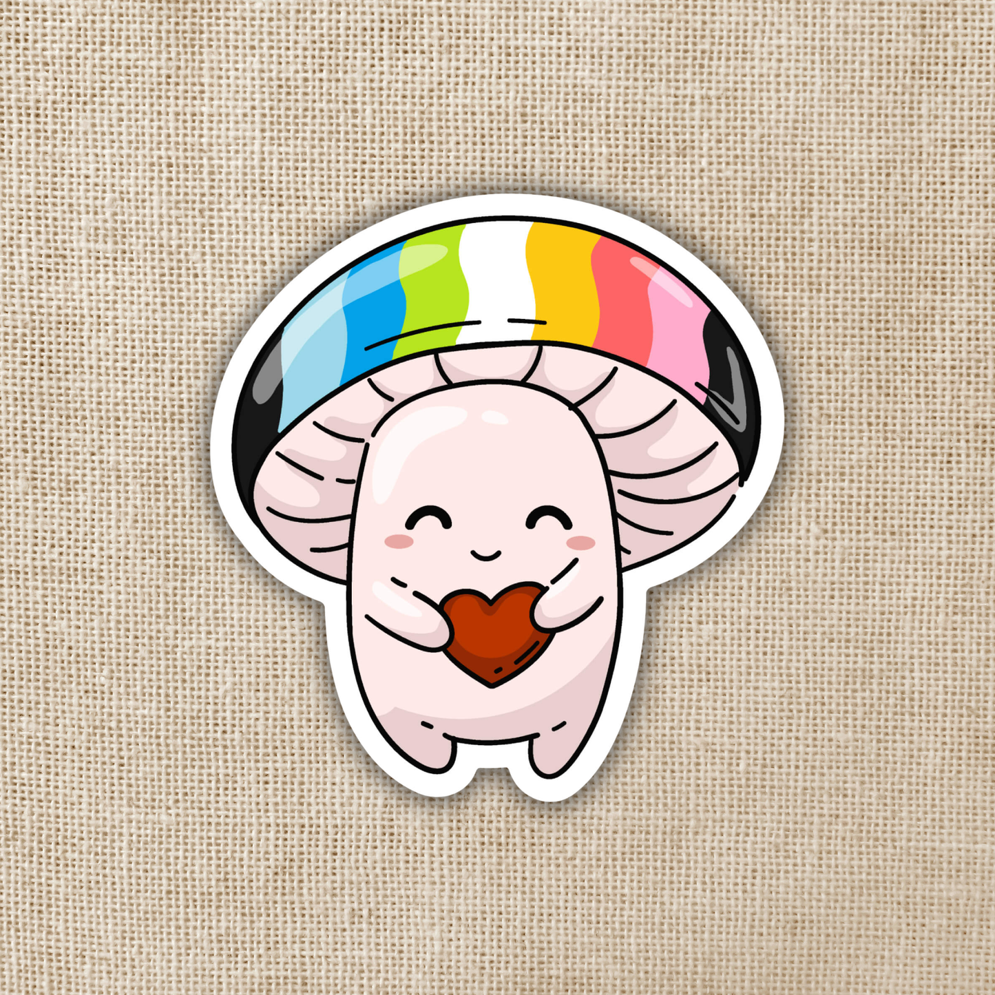 Queer Pride Flag Mushroom Sticker