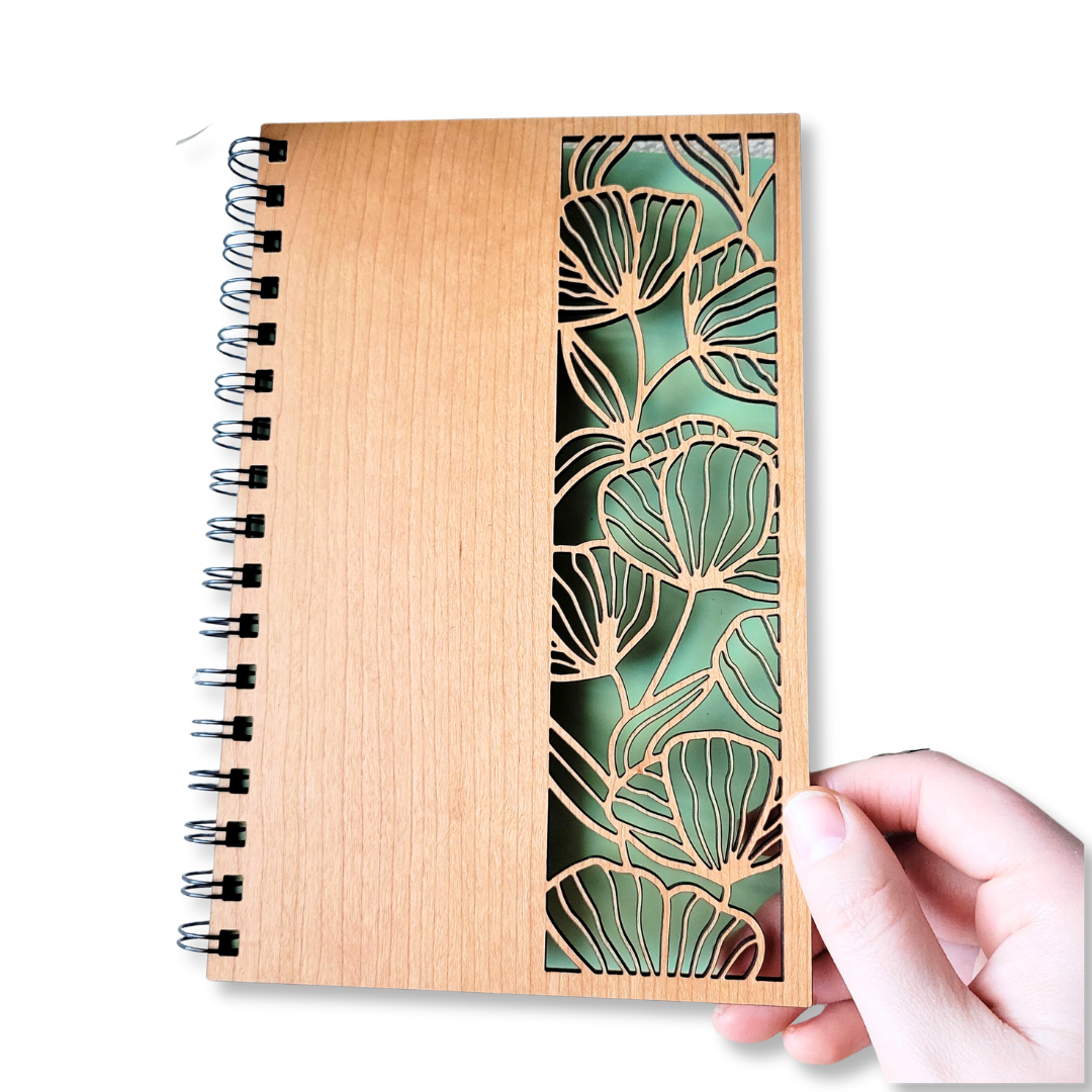 Floral Cutout Wood Journal - Stationery, Journals, Notebook: Blank Paper