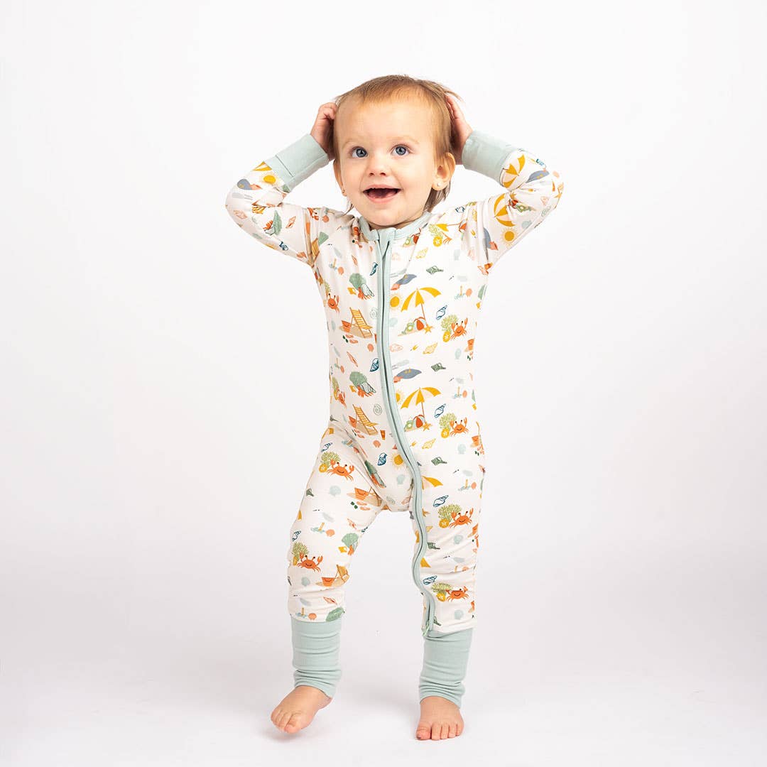 Beach Day Convertible Bamboo Baby Pajamas: 0-3M