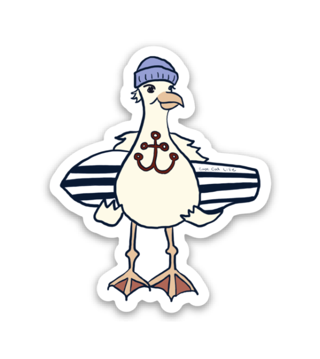 Salty Surfer Seagull Sticker