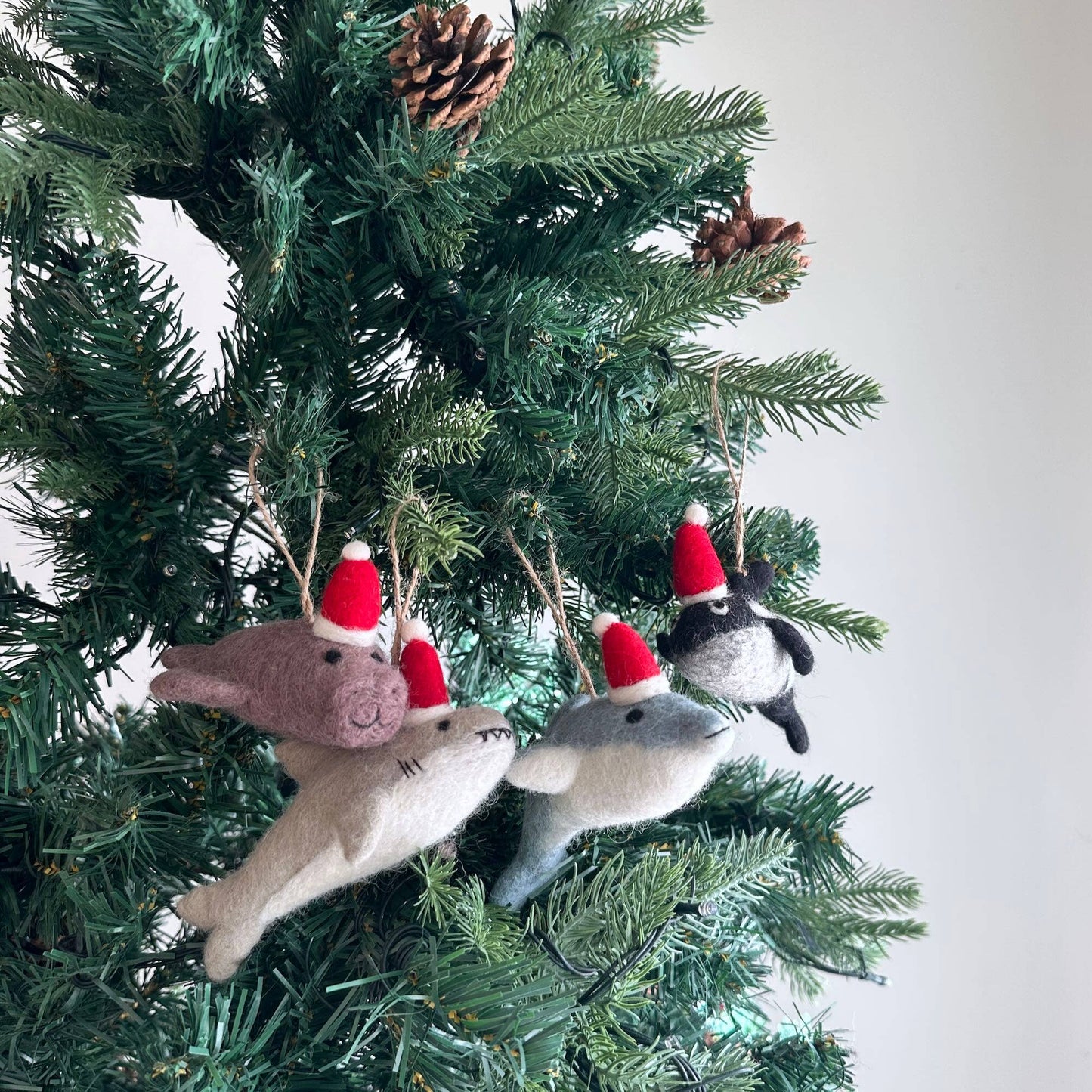 Felt Ornament - Shark with Christmas Hat