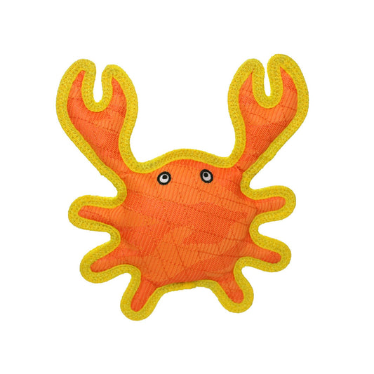 DuraForce Crab Tiger - Orange, Durable, Squeaky Dog Toy