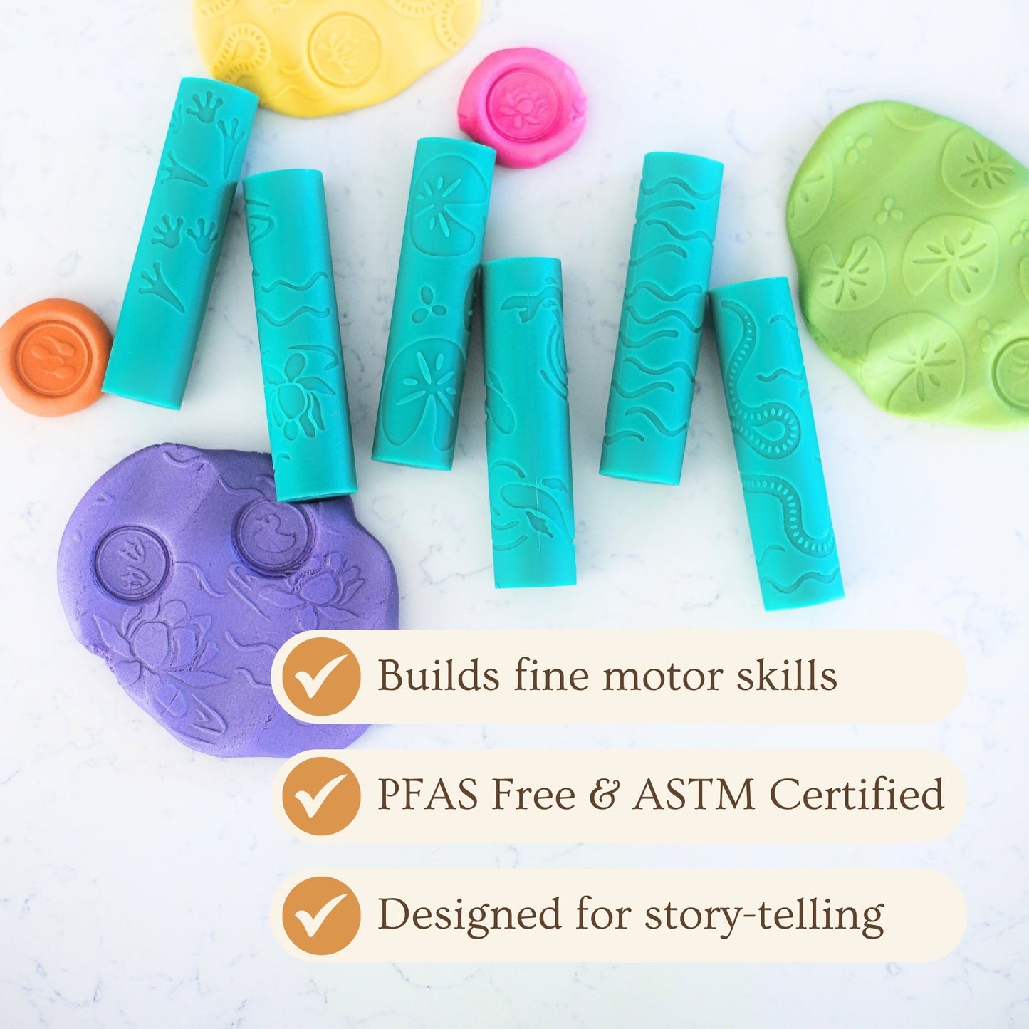 Pond Life Play Dough Rollers (set of 6)