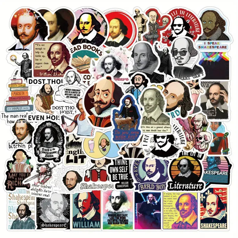 Shakespeare-Themed Sticker Pack - Literary Decor Collection: 10 Stickers