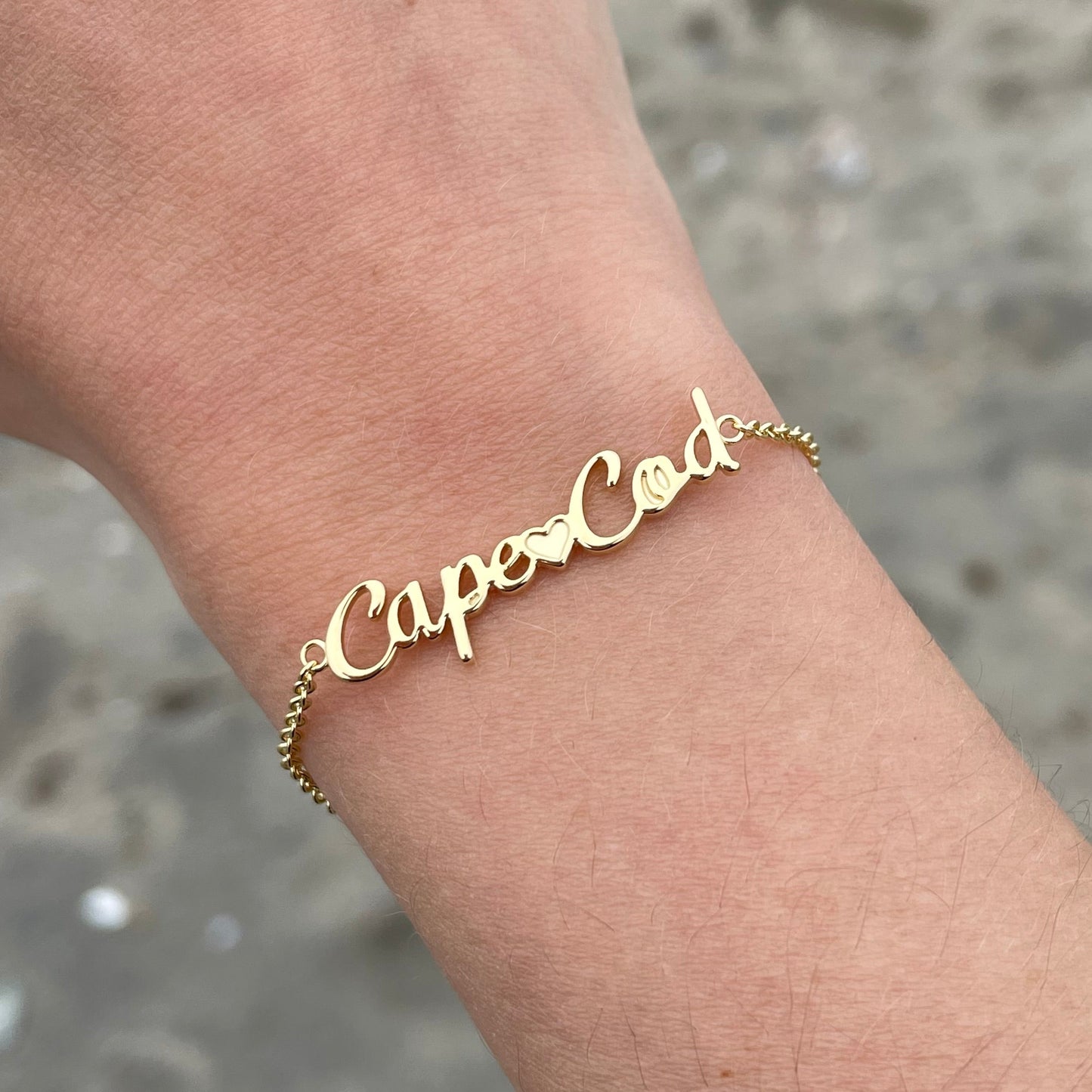 Dainty Cape Cod Script Bracelet