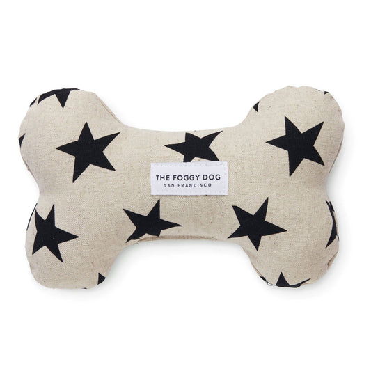 Black Stars Dog Bone Squeaky Toy: Default Title