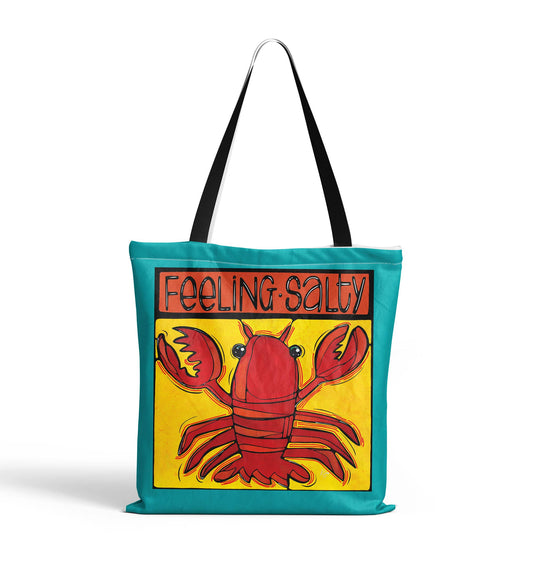 Small Feeling Salty Lobster Coastal Beach/Tote Bag