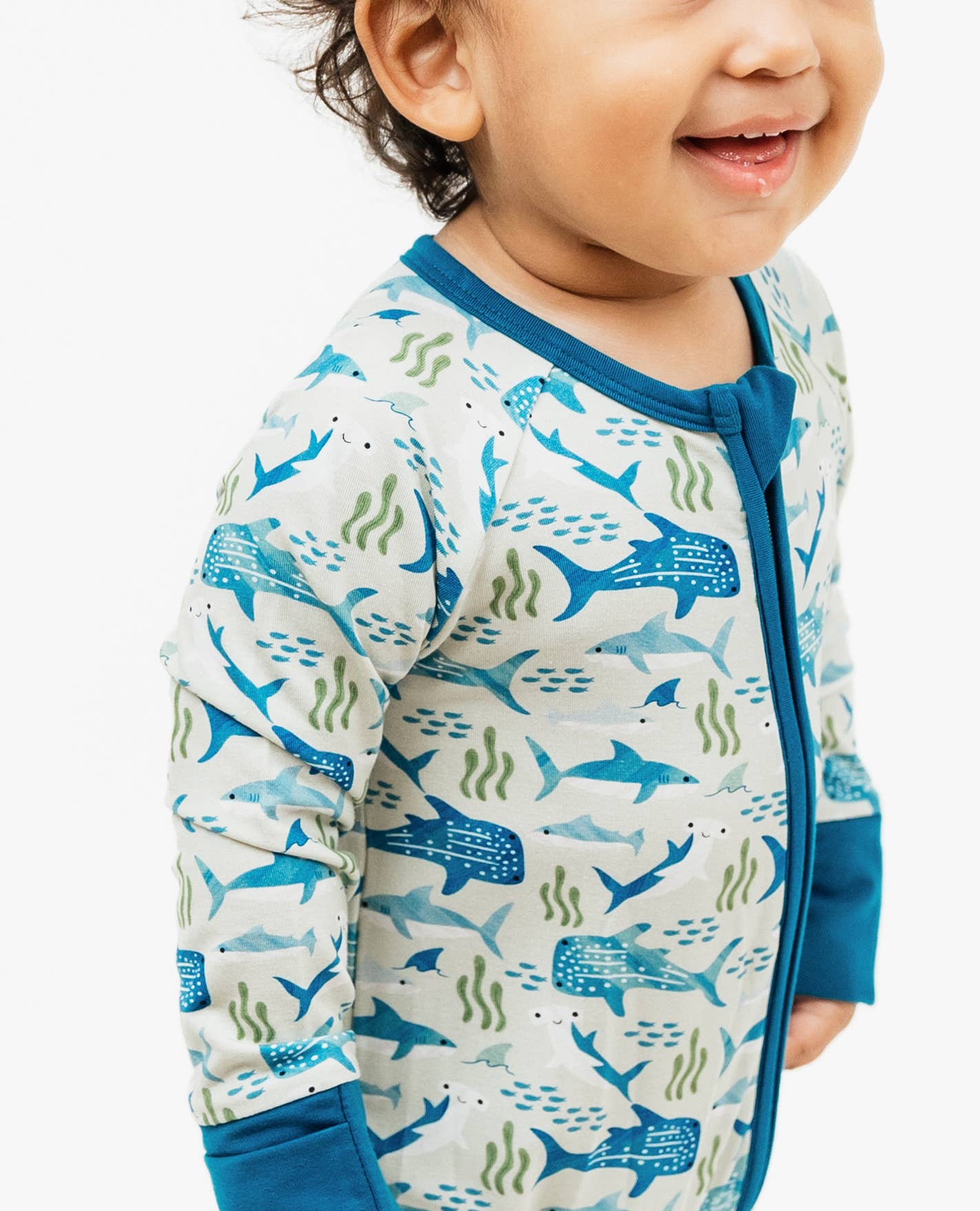 Shark Friends Ocean Bamboo Convertible Baby Pajamas: Blue/Multi / 18-24M