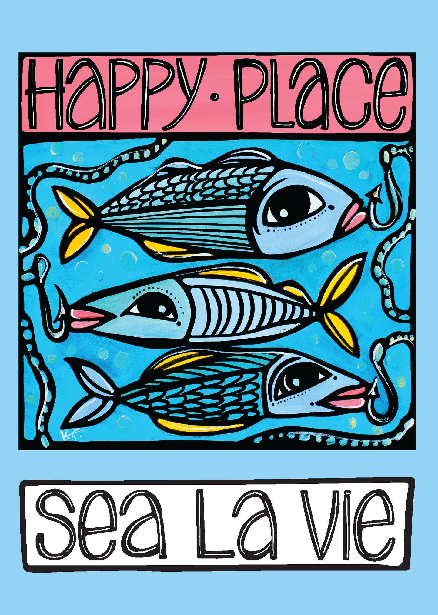 Happy Place Fun Fish Postcard - Coastal Greeting Card Gift