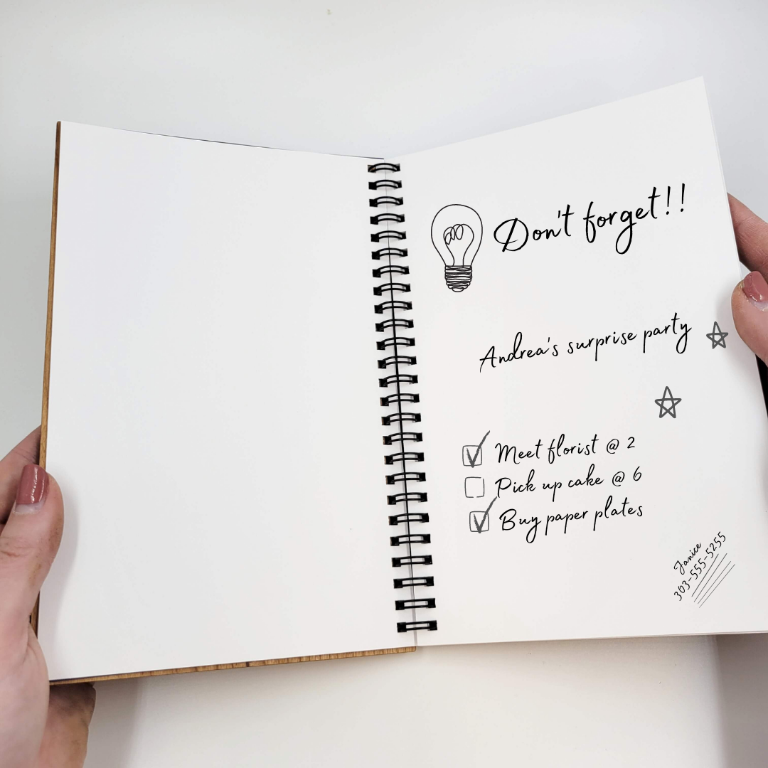 Positive thoughts wood journal - refillable notebook: Lined