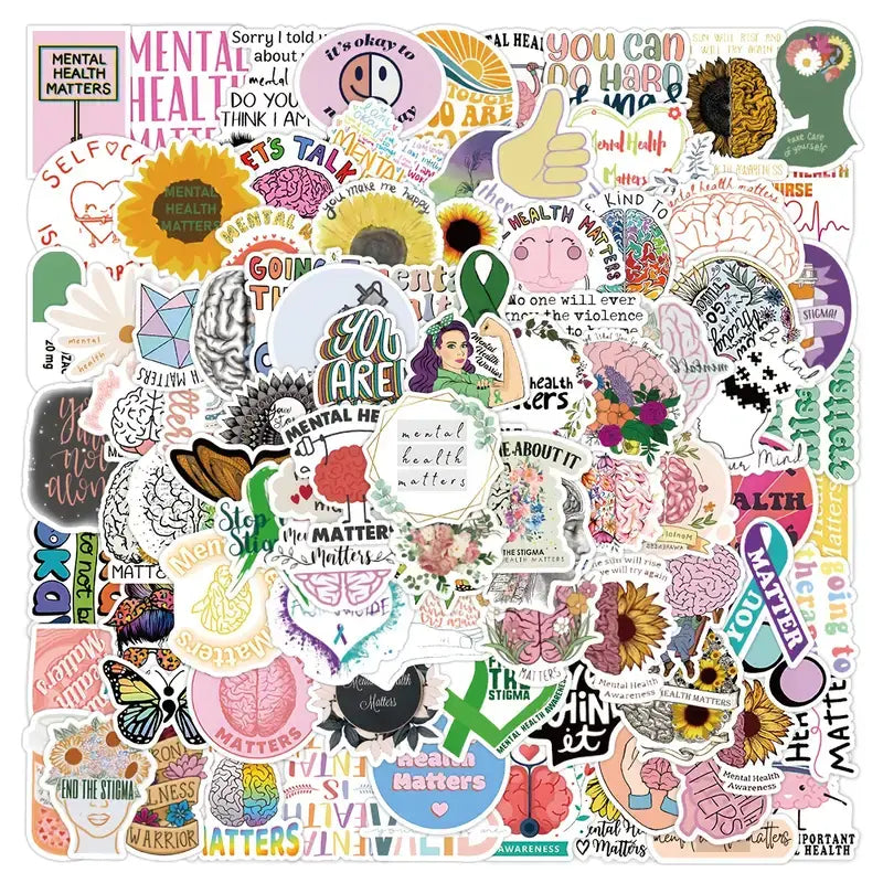 Mental Health Awareness stickers, Decals, Waterproof: 50 Stickers