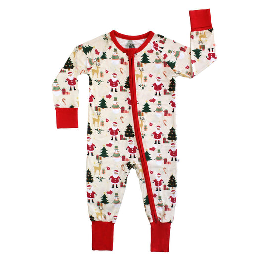 Cozy Christmas Bamboo Convertible Baby Pajama: Red/Multi / 6-12M