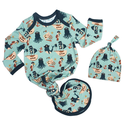 Pirate's Life Pirate Newborn Gift Set Knotted Gown and Hat