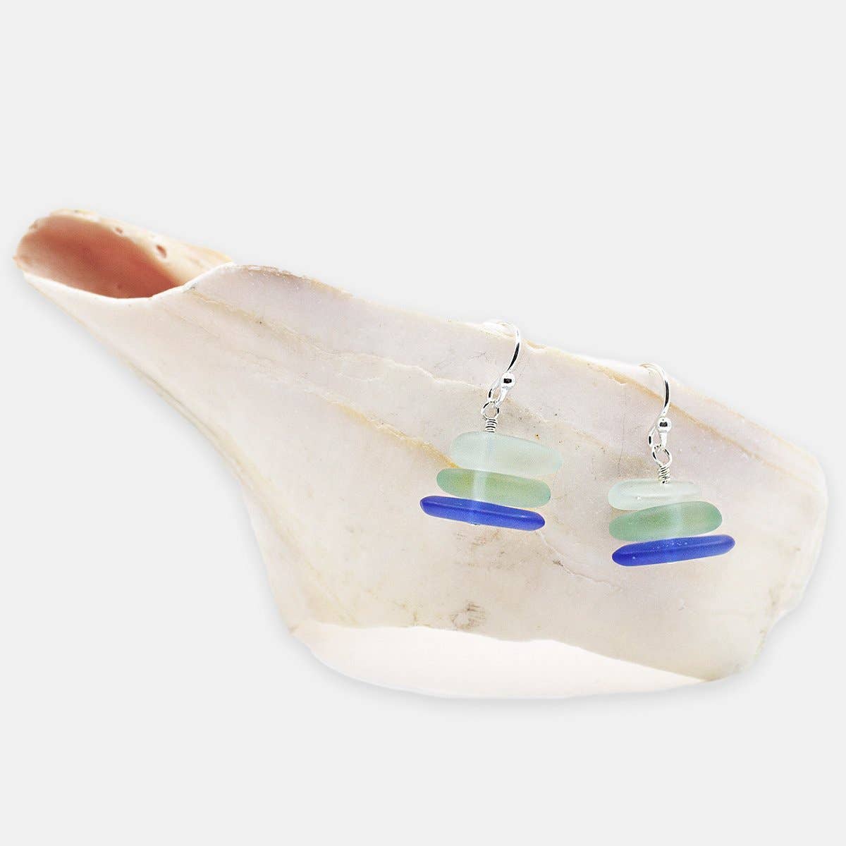 Cobalt Seaglass Stack Earrings
