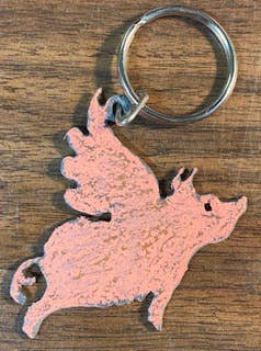 Flying Pig Keychain whimsical gifts funny keyring pig lovers