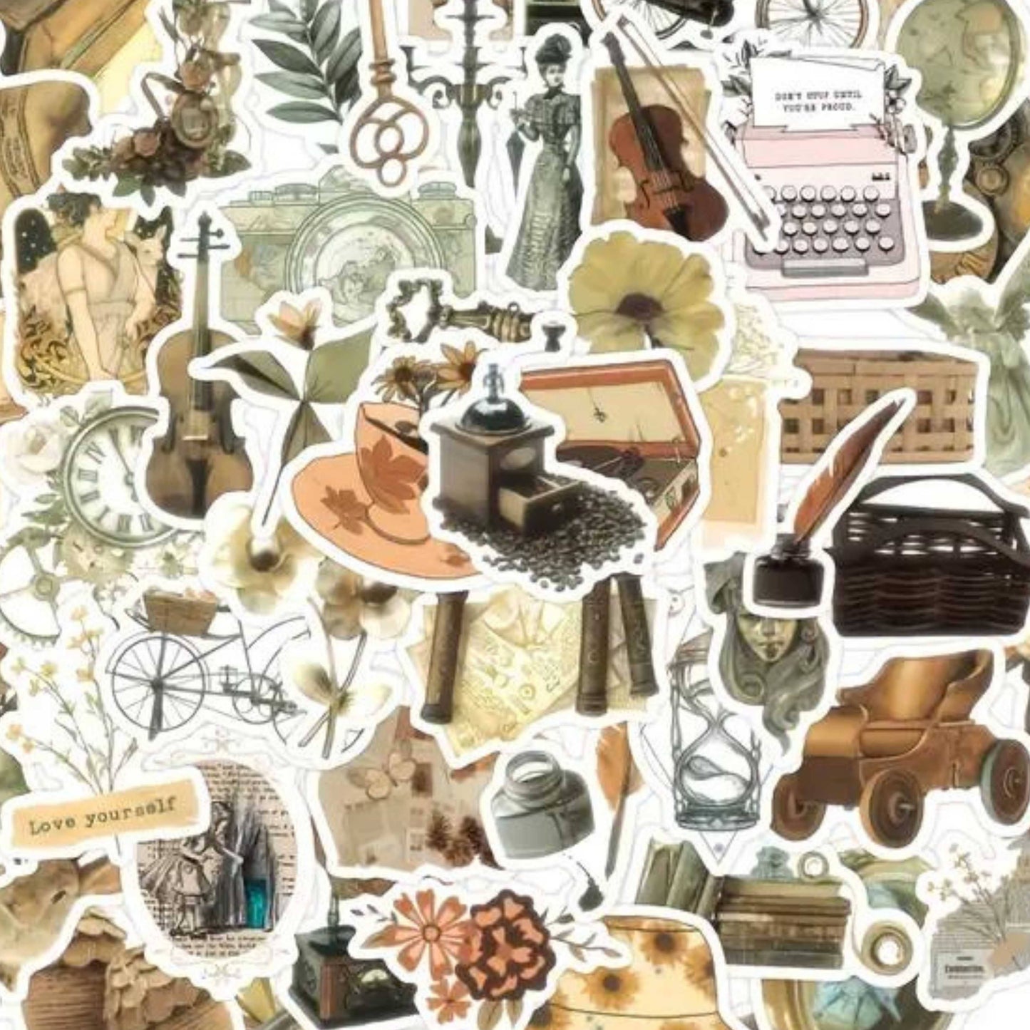 Mix of Retro Vintage Styled Stickers, Decals, Scrapbooking: 10 Stickers