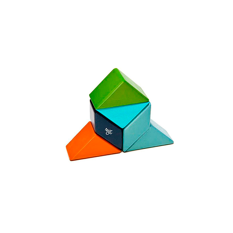 Pocket Pouch Prism Magnetic Wooden Blocks 6 pieces
