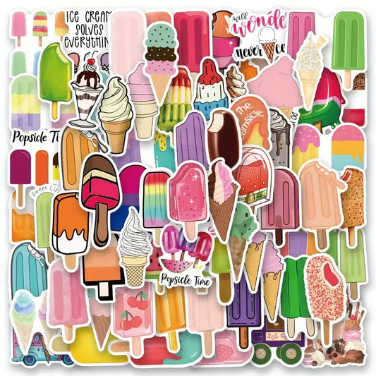 Vibrant Ice Cream & Popsicle Stickers for Summer Fun: Small