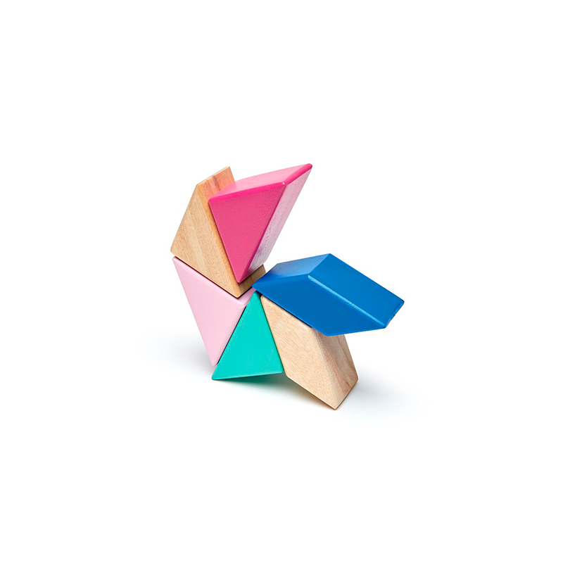 Pocket Pouch Prism Magnetic Wooden Blocks 6 pieces