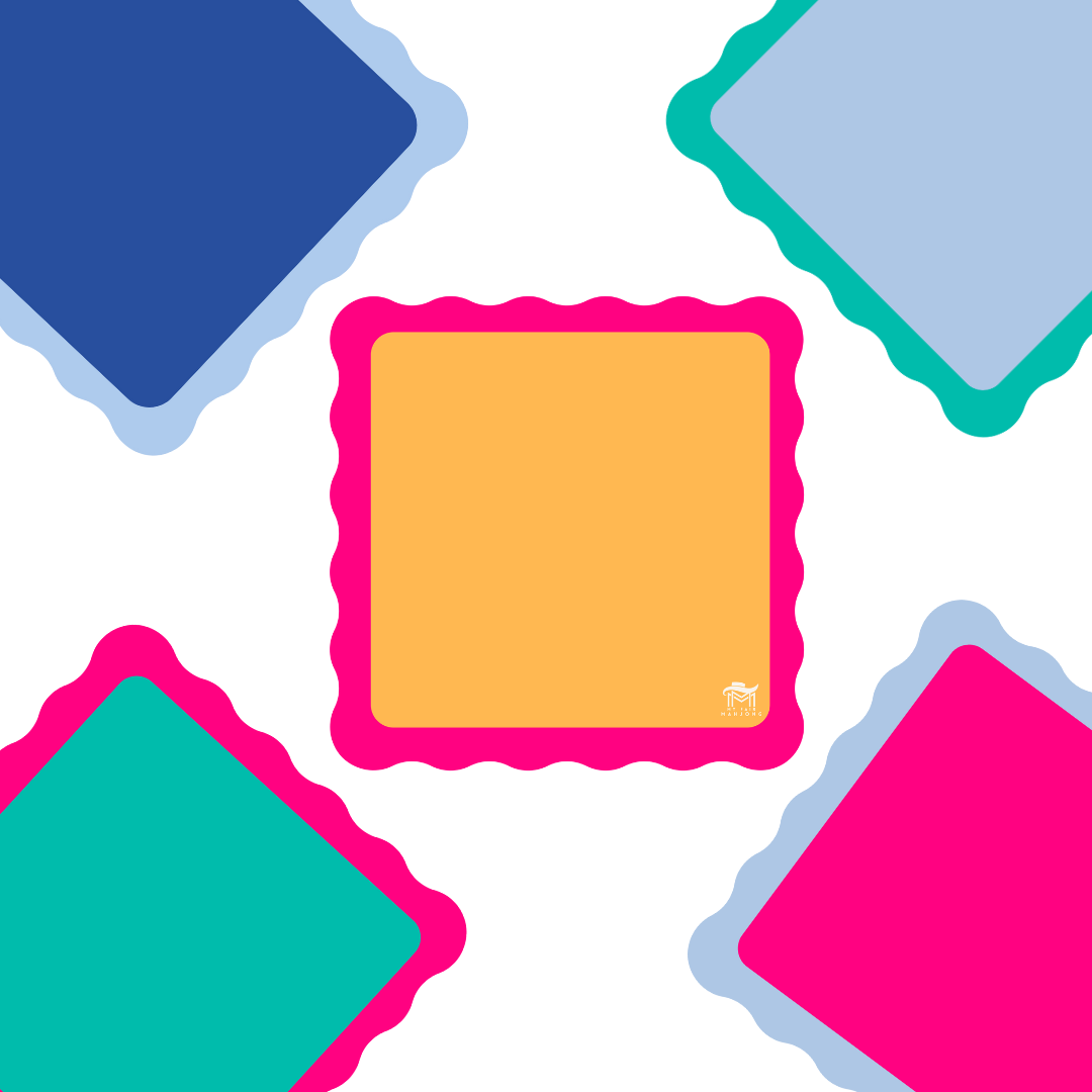 MINI MAHJONG MAT  |  Color Wave  |  21" x 21": Pink Center- Blue Scallop