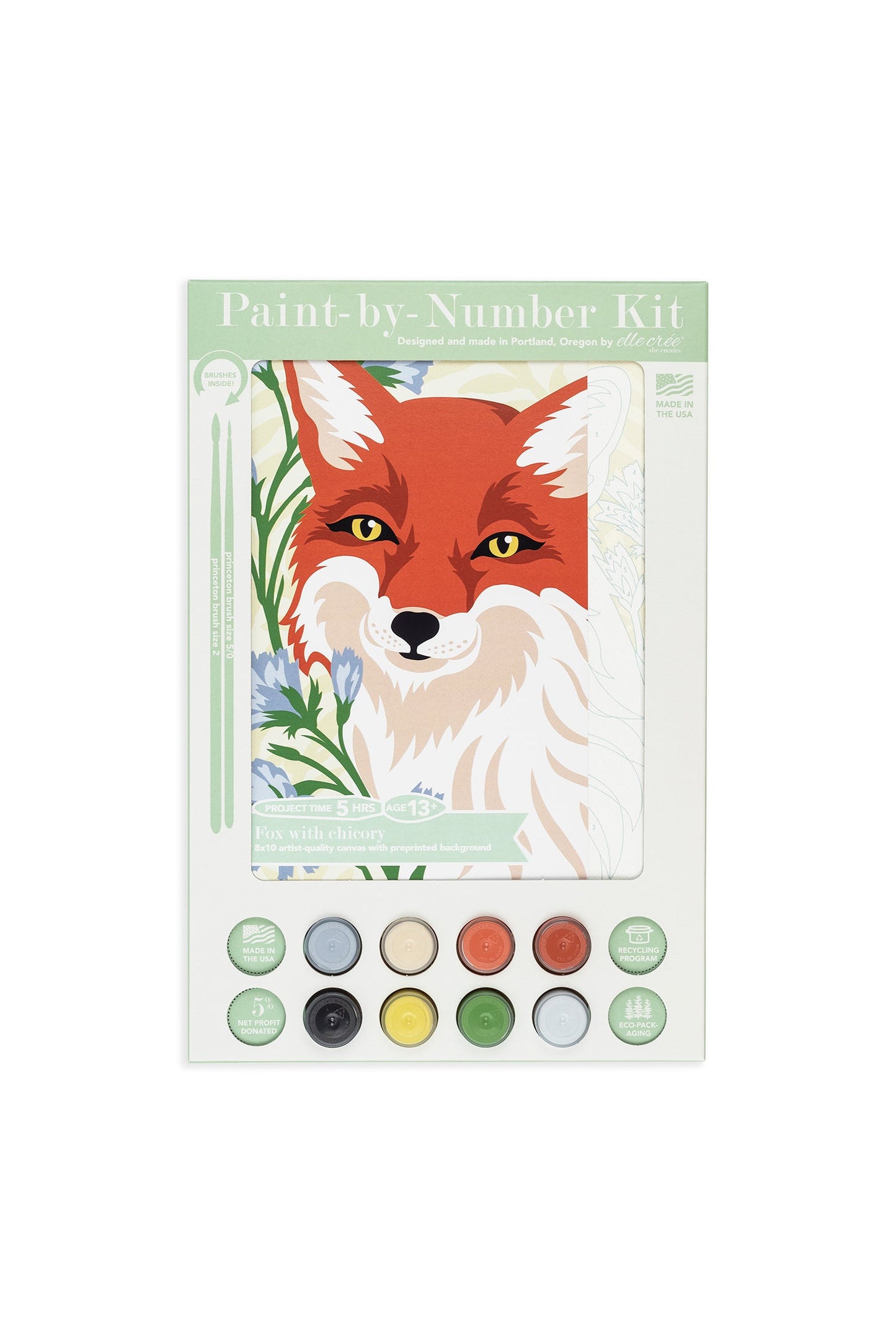 Fox with Chicory | 8x10 paint-by-number kit