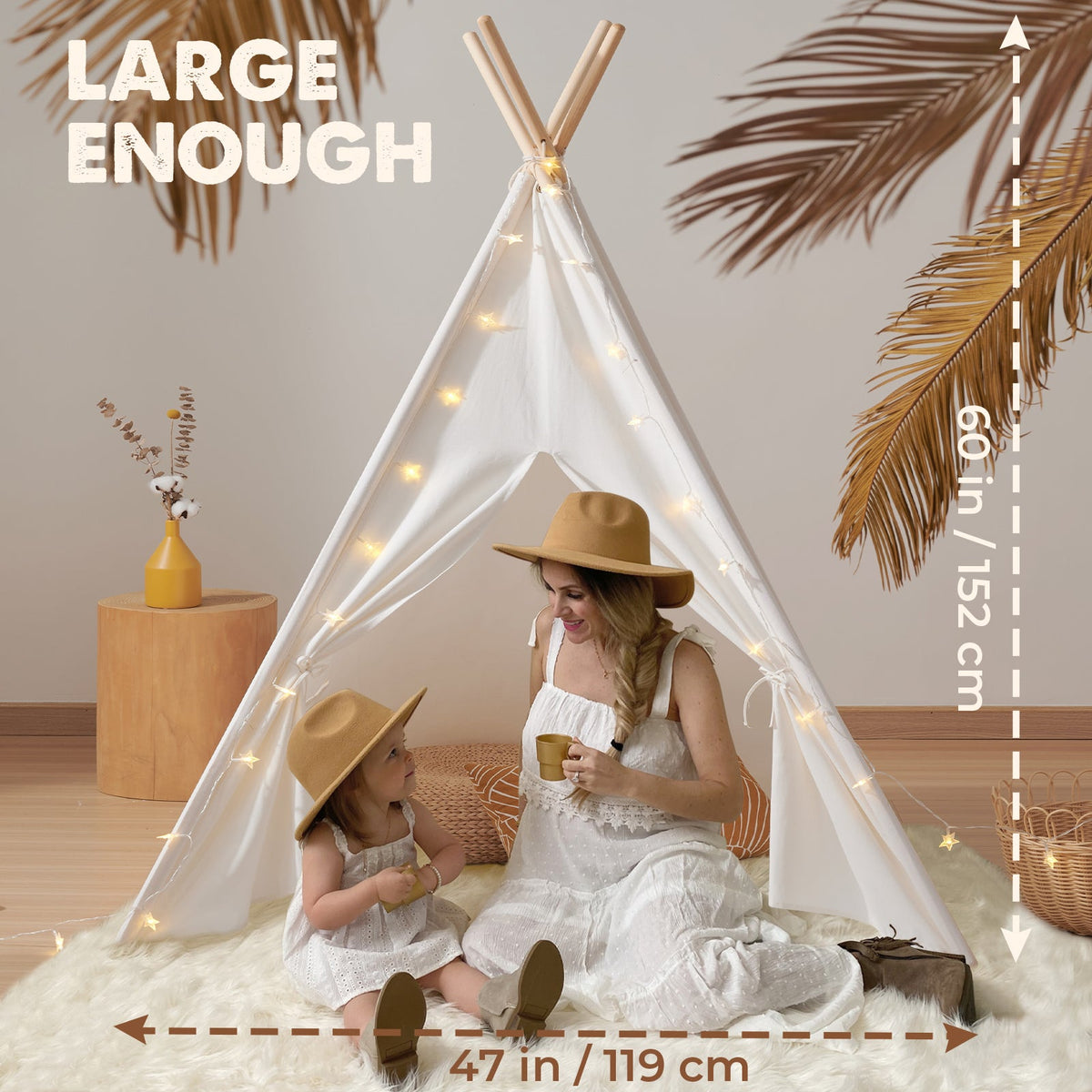 Tiny Land® Teepee Tent for Kids with Mat – Indoor Play Tent with Floor Mat