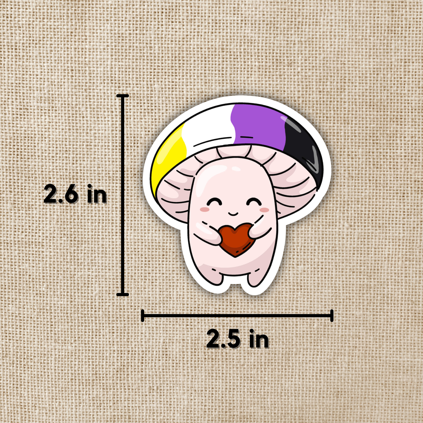 Nonbinary Pride Flag Mushroom Sticker