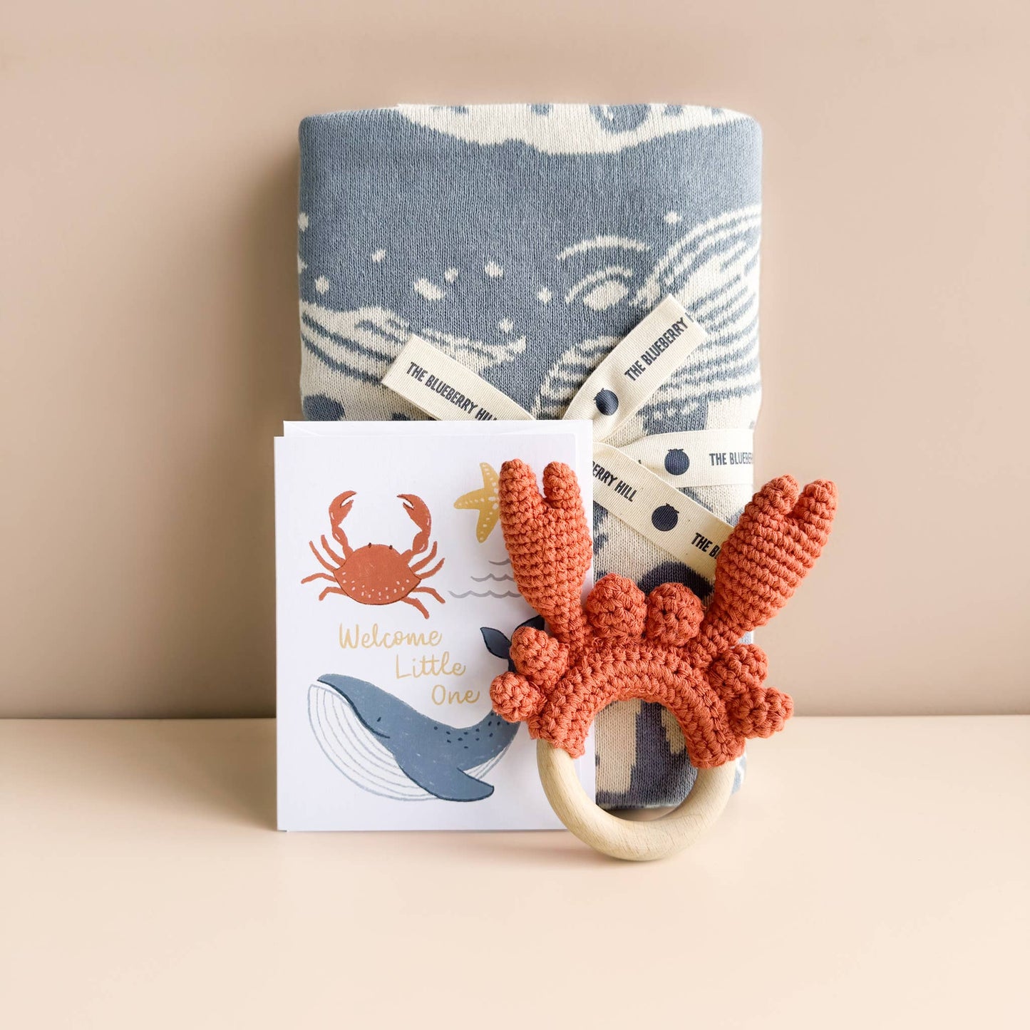 Crocheted Cotton Teether Crab Baby Gift Spring Summer Beach