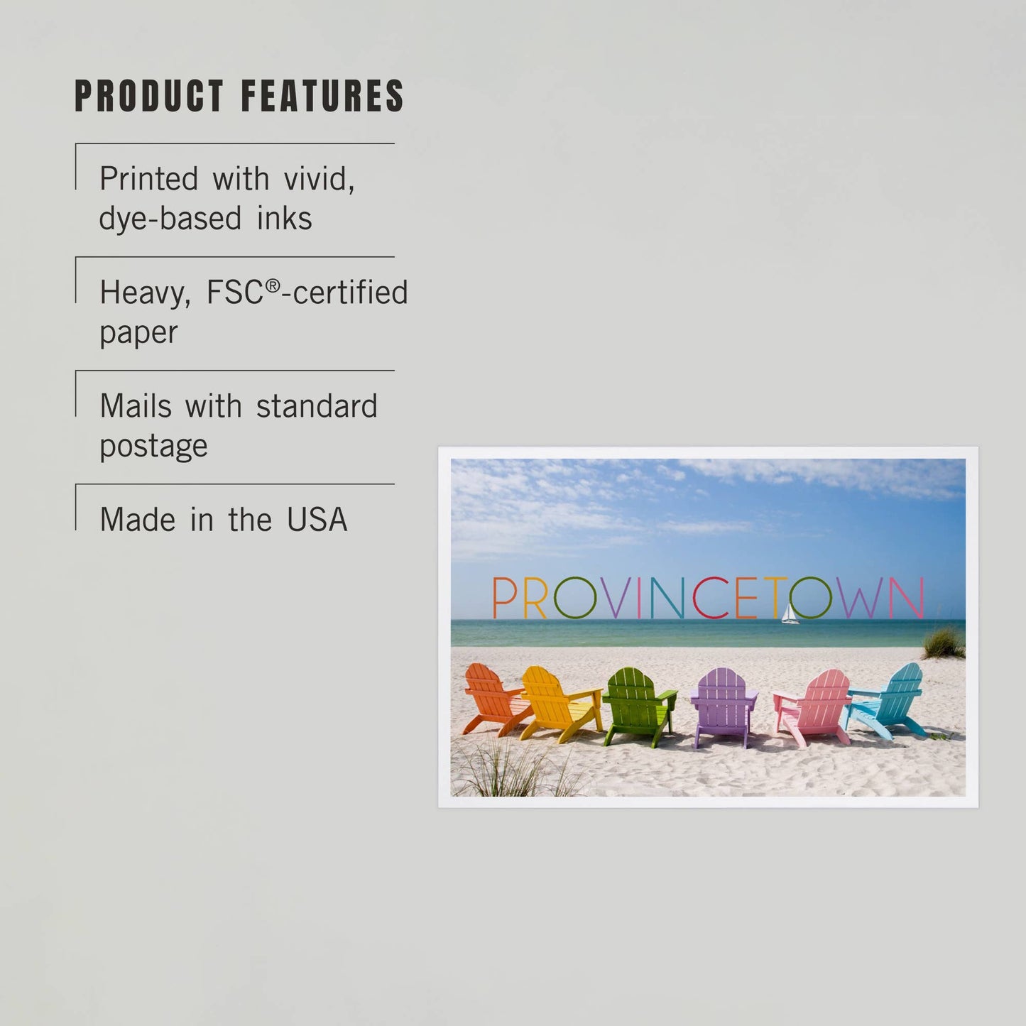 PREMIUM POSTCARDS Provincetown, Massachusetts Beach Chairs