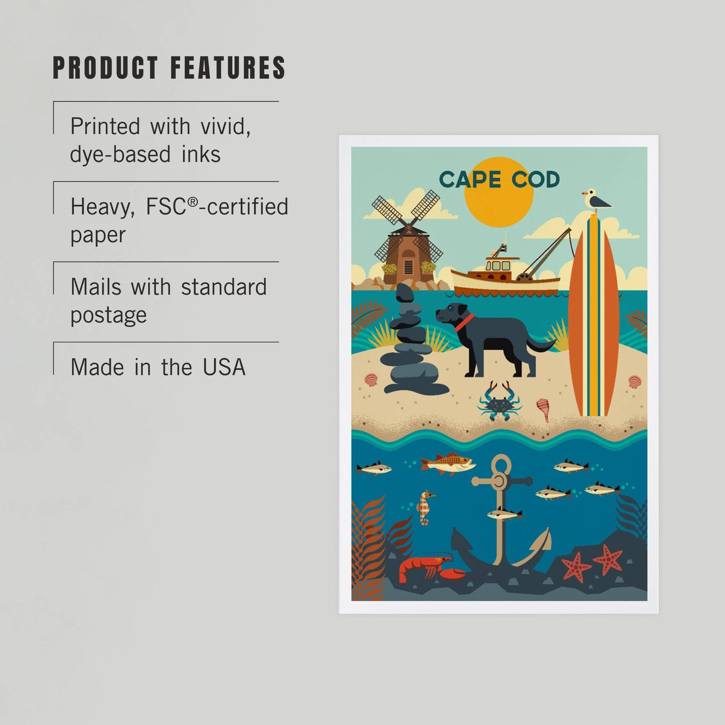 PREMIUM POSTCARDS Cape Cod, Beach Geometric
