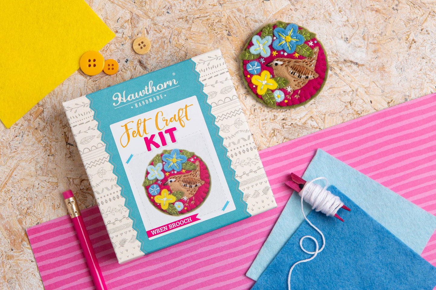 Wren Felt Craft Brooch Kit | Complete Craft Kit