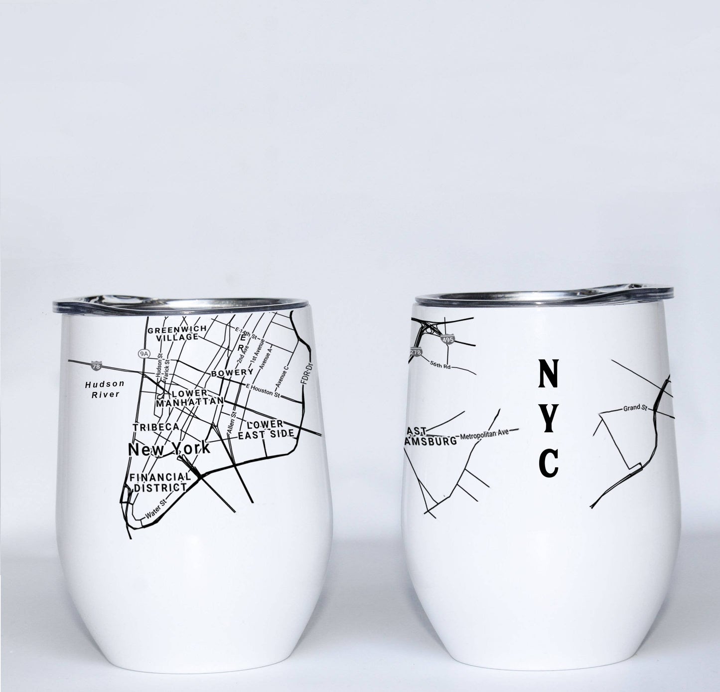 Custom Map Minimalist Black & White  Insulated Wine Tumbler