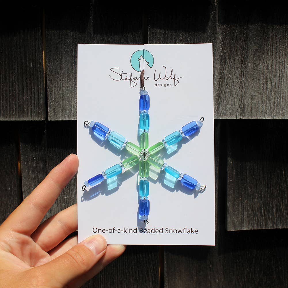 Beaded Snowflake Ornament in Seaglass - Thumbnail 3