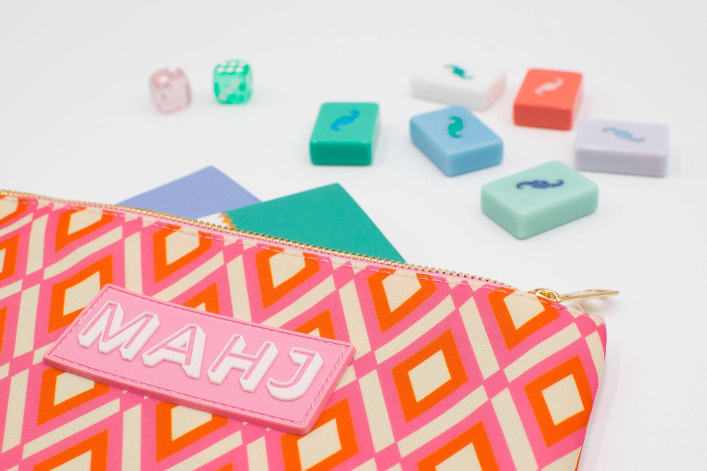 Premium Mahjong Card & Accessory Bag: Arrows- Red Card & Accessory Bag