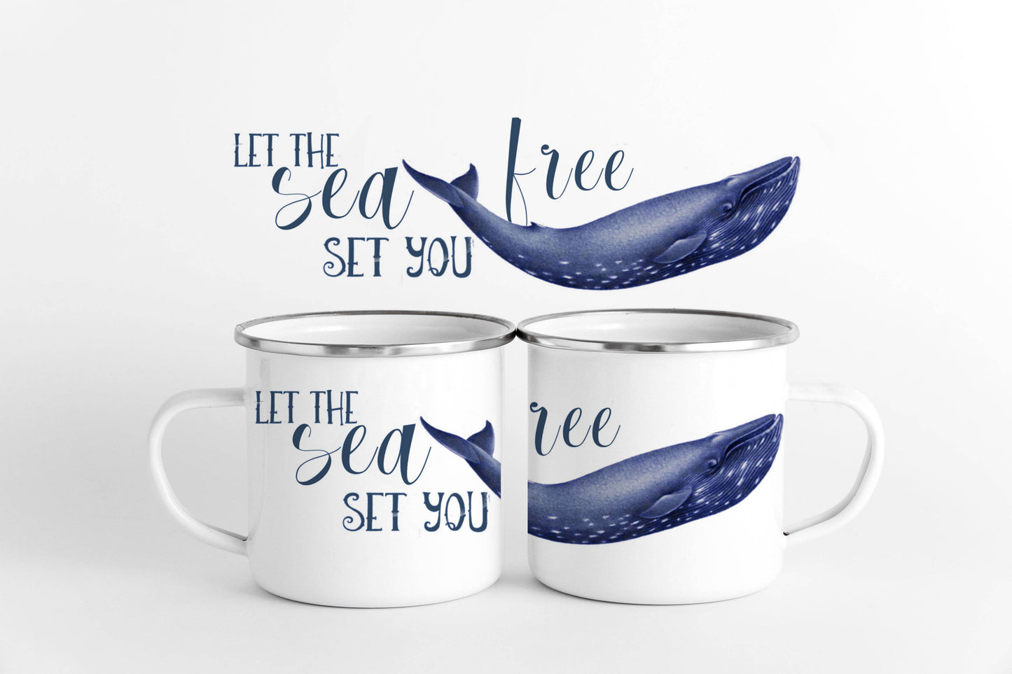 Whale Enamel Camp Mug | Nautical Ocean Coastal Gift Shops : Blue