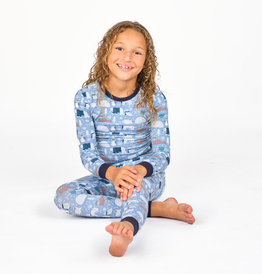 Polar Pals Winter Bamboo Kids Pajamas Toddler Sleep Set: 2T