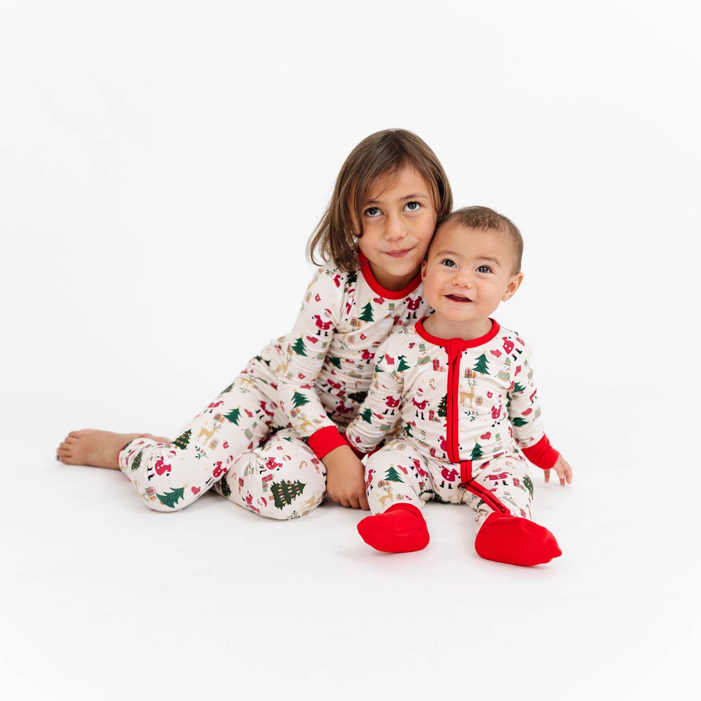 Cozy Christmas Bamboo Long Sleeve Kids Pajama Pants Set: Red/Multi / 4/5T
