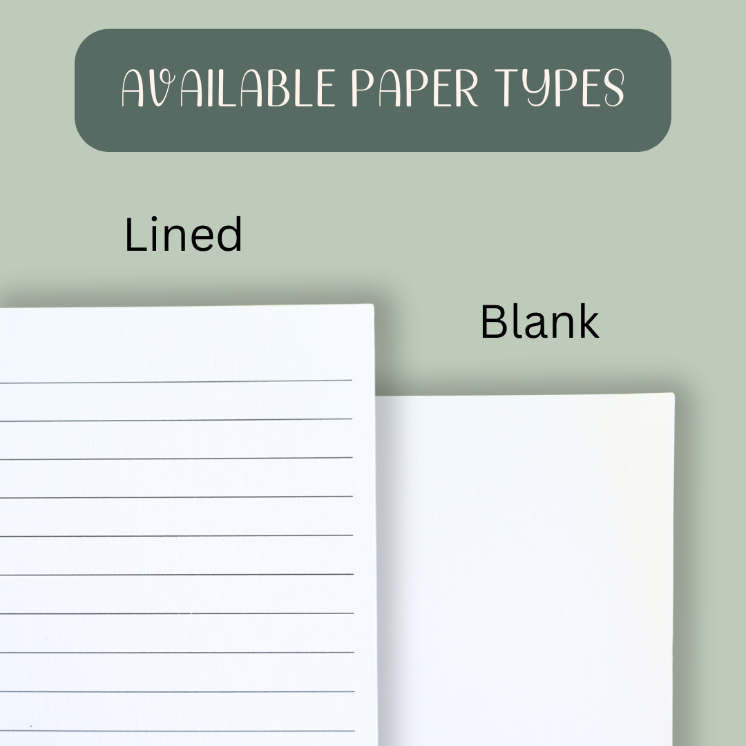 Floral moon wood journal - refillable notebook, stationery: Lined